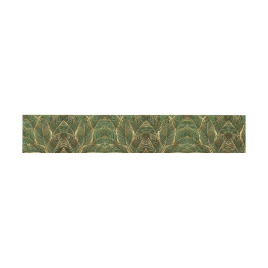 Gold Leaves Forest Green Elegant Pattern Uitnodigingen Wikkel (Vlak)