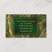Gold Leaves Forest Green Elegant Pattern Visitekaartje (Achterkant)