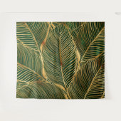 Gold Leaves Forest Green Elegant Pattern Wandkleed (Voorkant (horizontaal))