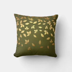 Gold Leaves Forest Green Herfst Kussen