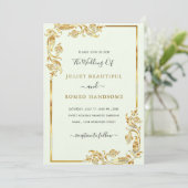 Gold Leaves Framed Modern Wedding Invitations (Staand voorkant)