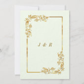 Gold Leaves Framed Modern Wedding Invitations (Achterkant)