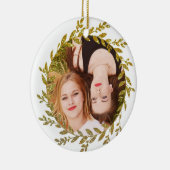 Gold Leaves Glitter Effect Photo Ornament (Rechts)