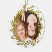 Gold Leaves Glitter Effect Photo Ornament (Links)