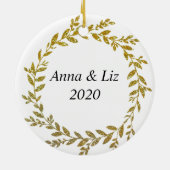 Gold Leaves Glitter Effect Photo Ornament (Achterkant)