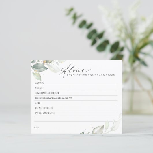 Gold Leaves Greenery Elegant Advice Card (Staand voorkant)