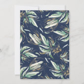 Gold Leaves Greenery Wreaty Navy Blue Baptisme Kaart (Achterkant)