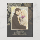 Gold Leaves Herfst Photo Save the Date Aankondigingskaart (Voorkant)