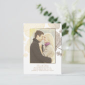 Gold Leaves Herfst White Foto Bewaar de datum Aankondigingskaart (Staand voorkant)