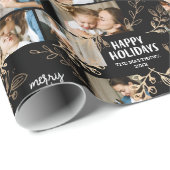 Gold Leaves Holiday Foto Cadeaupapier (Rol Hoek)