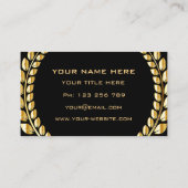 Gold Leaves Laurel Krans Lijst Professional Zwart Visitekaartje (Achterkant)