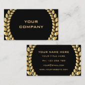 Gold Leaves Laurel Krans Lijst Professional Zwart Visitekaartje (Voorkant / Achterkant)