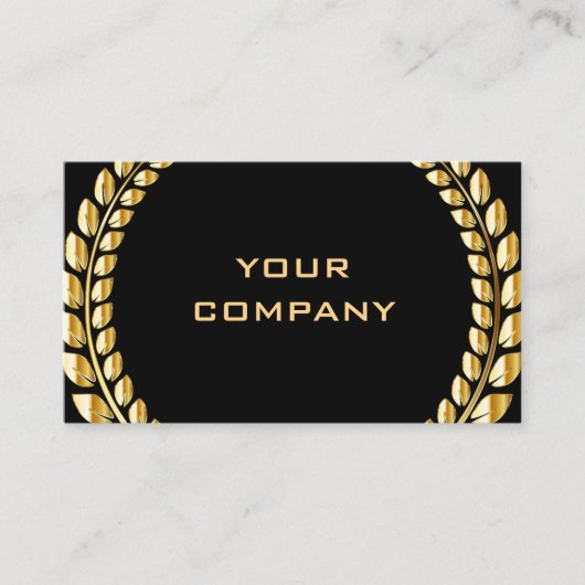Gold Leaves Laurel Krans Lijst Professional Zwart Visitekaartje (Voorkant)