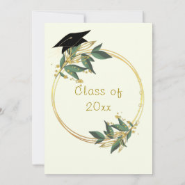 Gold Leaves Lijst Afstuderen Invitation Sjabloon