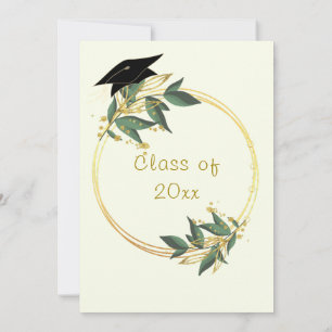 Gold Leaves Lijst Afstuderen Invitation Sjabloon