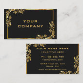 Gold Leaves Lijst Golden Text Black Professional Visitekaartje (Voorkant / Achterkant)