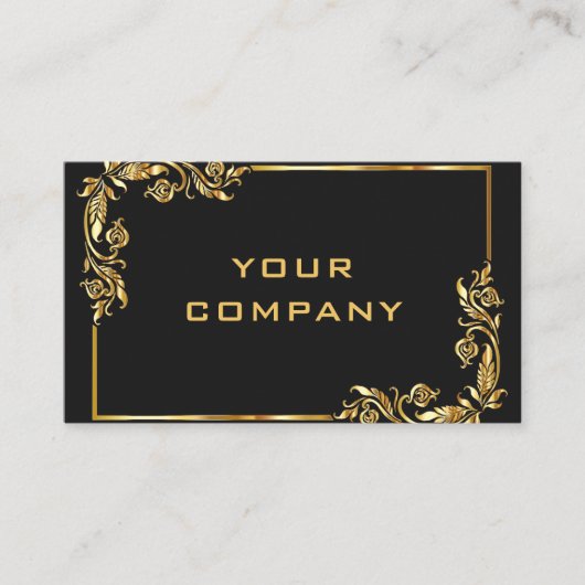 Gold Leaves Lijst Golden Text Black Professional Visitekaartje (Voorkant)