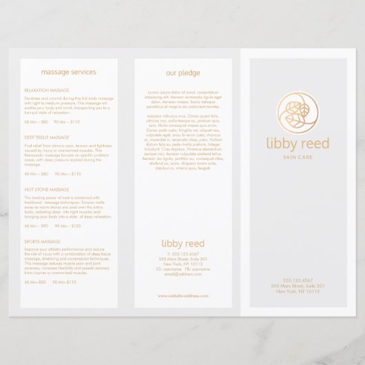 Gold Leaves Logo Skin Care Spa TriFold Brochure (Voorkant)