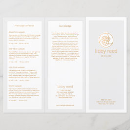 Gold Leaves Logo Skin Care Spa TriFold Brochure