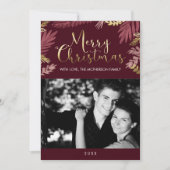 Gold Leaves Merry-kerstfoto Feestdagenkaart (Voorkant)