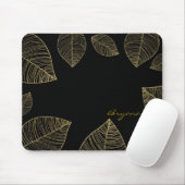 Gold Leaves on Black Elegant Computer Muismat (Met muis)