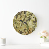 Gold Leaves on Black Round Roman Numals klok (Huis)