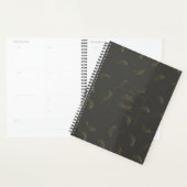 Gold Leaves op Black_ Bloemen Patroon Script Planner (Display)