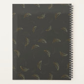 Gold Leaves op Black_ Bloemen Patroon Script Planner (Achterkant)