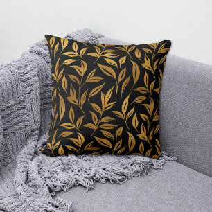 Gold Leaves op Black Kussen