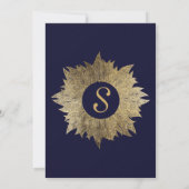 Gold Leaves op Navy Blue Bridal Shower Uitnodiging (Achterkant)