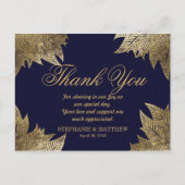 Gold Leaves op Navy Blue Dank u Briefkaarten (Voorkant)