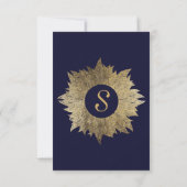 Gold Leaves op Navy Blue Table Numbers Kaart (Achterkant)