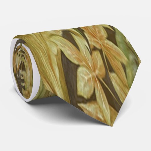 Gold Leaves op zwart Stropdas (Opgerold)