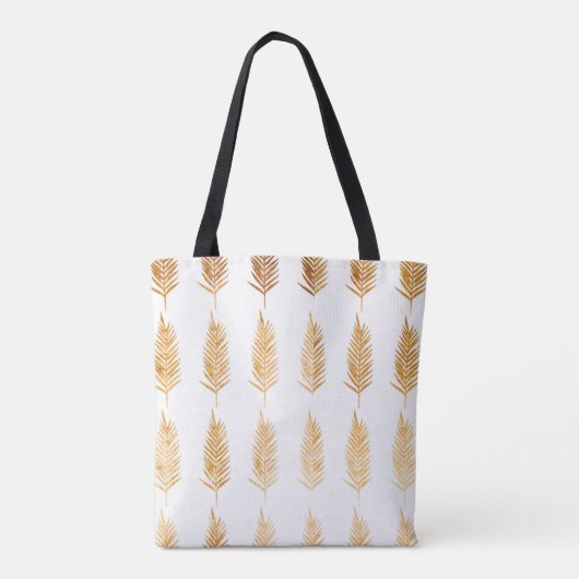 Gold Leaves Pattern Monogram Canvas tas (Achterkant)