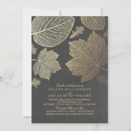 Gold Leaves  Rustic Fall Wedding Kaart