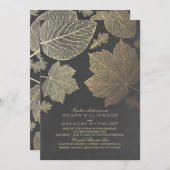 Gold Leaves  Rustic Fall Wedding Kaart (Voorkant / Achterkant)