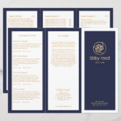 Gold Leaves SkinCare Spa TriFold Navy Brochure (Voorkant / Achterkant)