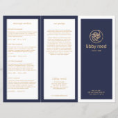 Gold Leaves SkinCare Spa TriFold Navy Brochure (Voorkant)