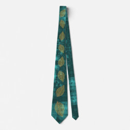 Gold Leaves voor Blauwgroen Blauwe Zatin look Stropdas