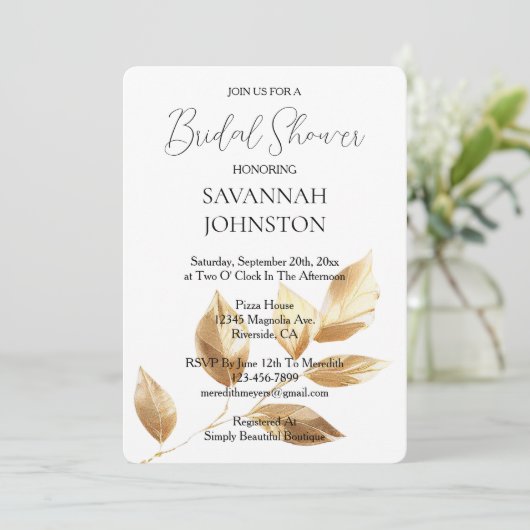 Gold Leaves Vrijgezellenfeest Kaart (Staand voorkant)