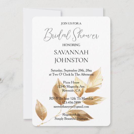 Gold Leaves Vrijgezellenfeest Kaart (Voorkant)