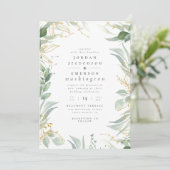 Gold Leaves & Waterverf Branches | Weddenfoto Kaart (Staand voorkant)