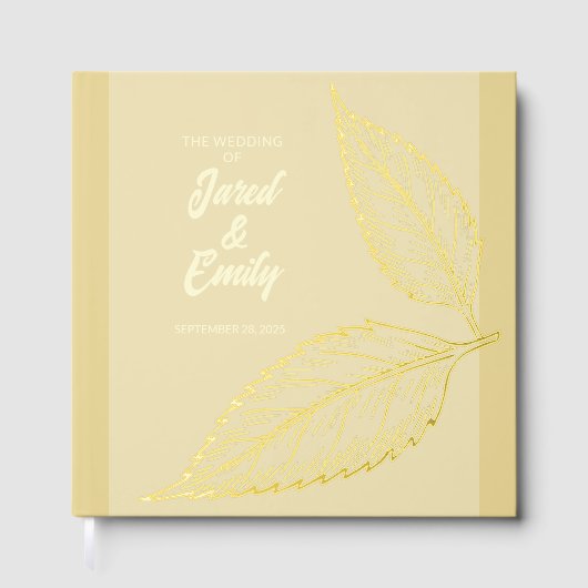 Gold Leaves Wedding Folie gastenboek (Voorkant)