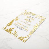 Gold Leaves Wedding Folie Uitnodiging (Gedraaid)