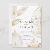 Gold Leaves Wedding Kaart (Voorkant)