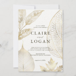 Gold Leaves Wedding Kaart