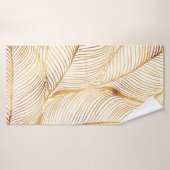 Gold Leaves White Elegant Pattern Badhanddoek (Badhanddoek)