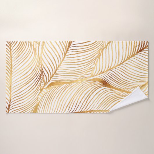 Gold Leaves White Elegant Pattern Badhanddoek (Badhanddoek)