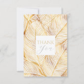Gold Leaves White Elegant Pattern Bedankkaart (Voorkant)