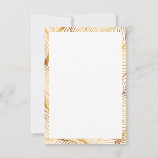 Gold Leaves White Elegant Pattern Bedankkaart (Achterkant)